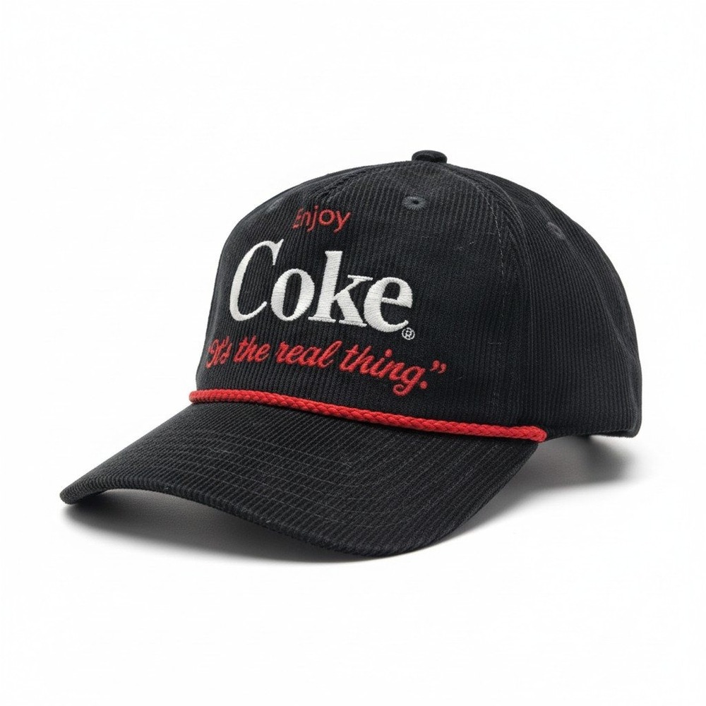 Coca-Cola Black Corduroy Snapback Hat Enjoy Coke Its The Real Thing‎ Mad Engine